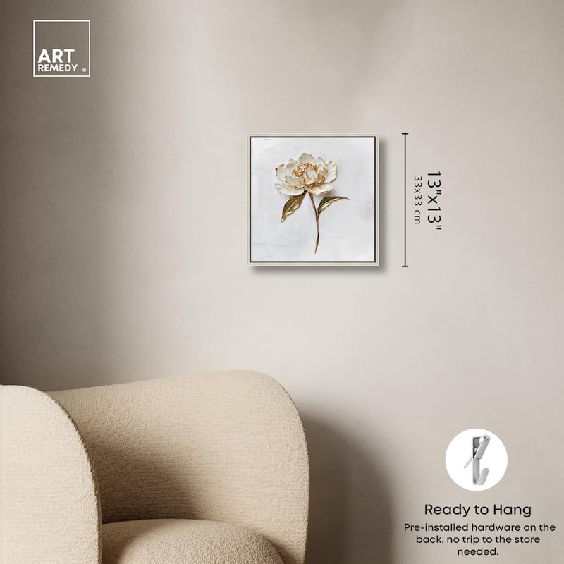 Simple Golden Peonie Canvas by Art Remedy