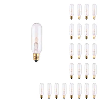 Bulbrite Pack of (25) 25 Watt Dimmable Clear Appliance, Amusement T6 Candelabra (E12) Incandescent Bulb - 25 Watt
