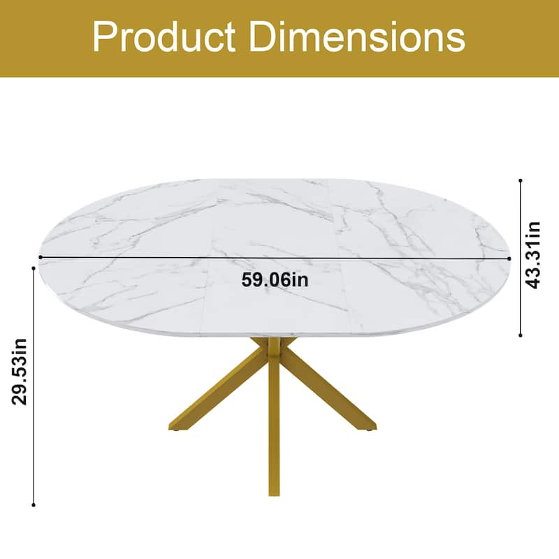 Modern and simple round dining table with extendable blades, carbon steel X-shaped base, sturdy and durable(4-6 people)
