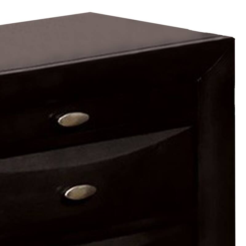 Black/Nickel 3 Drawer 25.5 in. W Nightstand with Sturdy Knob Pulls