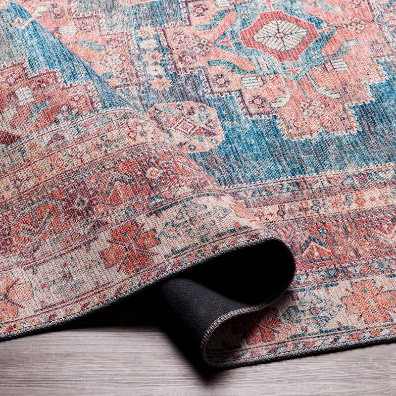 Livabliss Traditional Colin Medallion Washable Area Rug