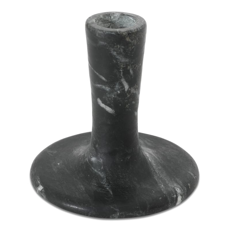 NADAAL STUDIOS Ira, Tall Candle Holder Solid Marble, Black Vein
