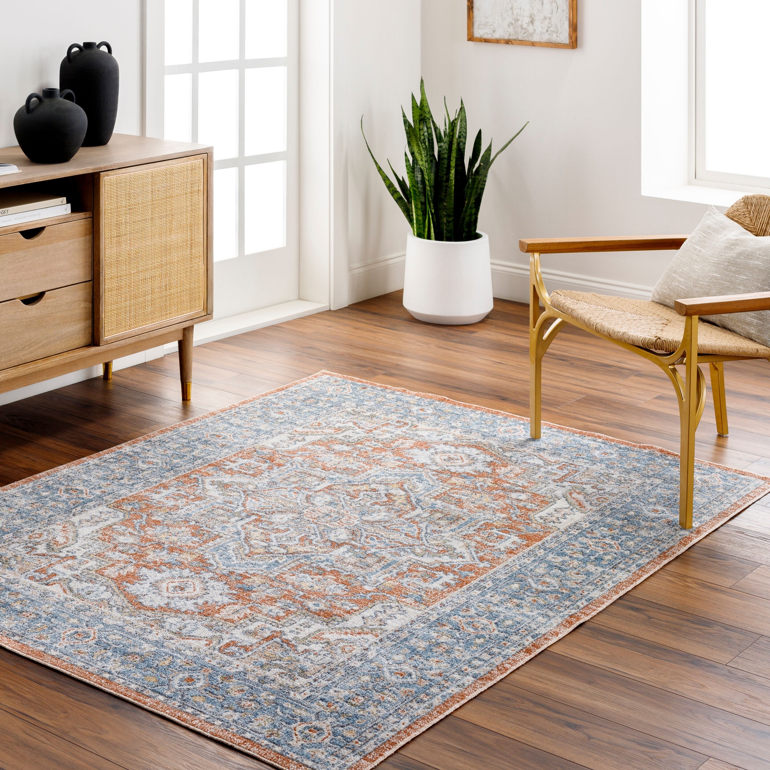 Livabliss Traditional Lillian Medallion Washable Area Rug.
