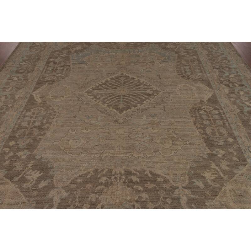 Oushak Turkish Area Rug Vegetable Dye Hand-Knotted Wool Carpet - 8'3"x 9'10"