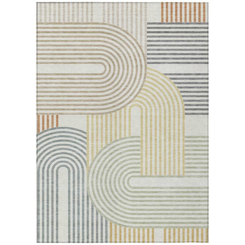 Machine Washable Indoor/ Outdoor Modern Basehor Chantille Rug