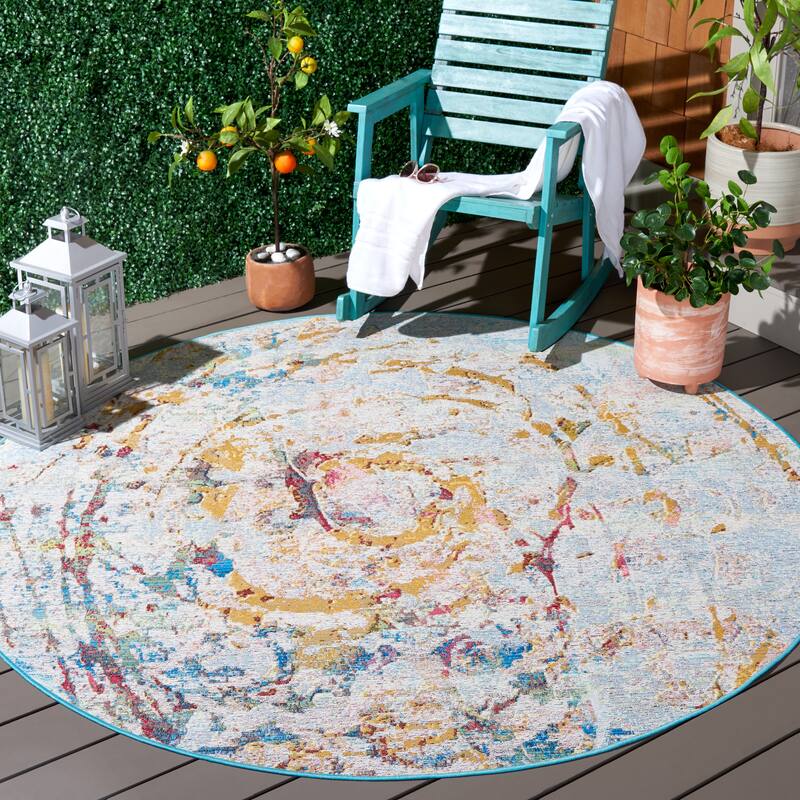 SAFAVIEH Barbados Ninel Modern Abstract Waterproof Patio Backyard Rug