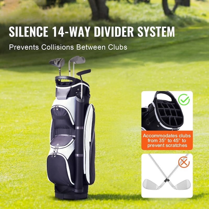Golf Cart Bag with 14 Way Organizer Divider Top, Durable Golf Bags with Handles & Dust Cover & Detachable Straps for Men & Women