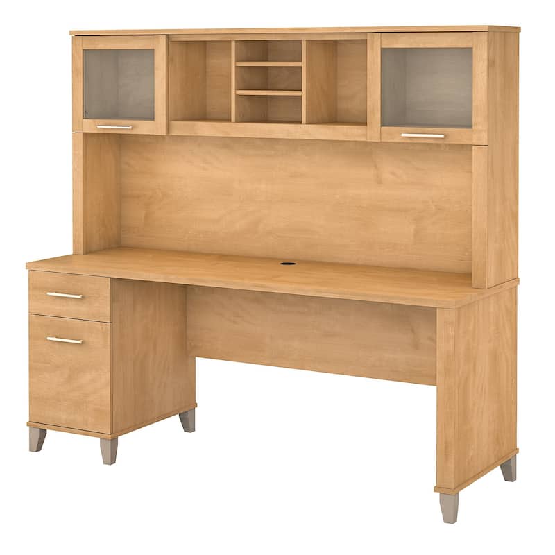Bush Furniture Somerset 72W Office Desk with Hutch in Ash Gray
