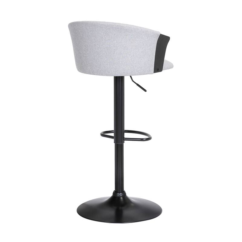 Lydia Upholstered Adjustable Wood Bar Stool with Black Metal Base