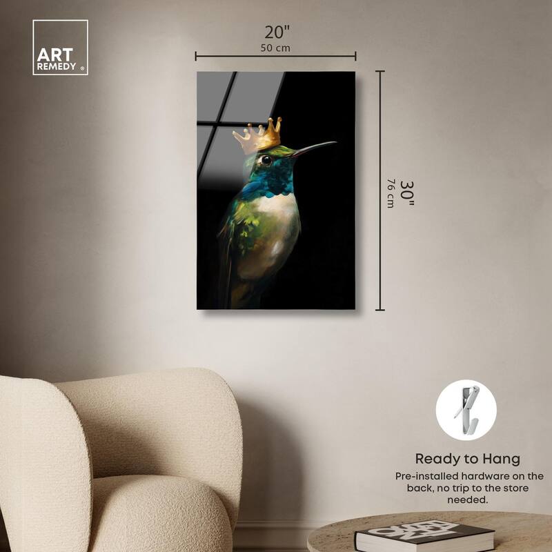 Crowned Azure Bird II Acrylic by Art Remedy, Ready to Hang