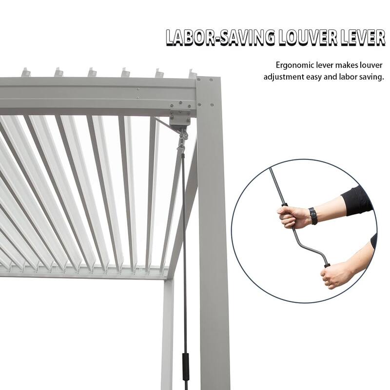 Louvered Pergola 10X20FT, Aluminum Pergola with Adjustable Roof