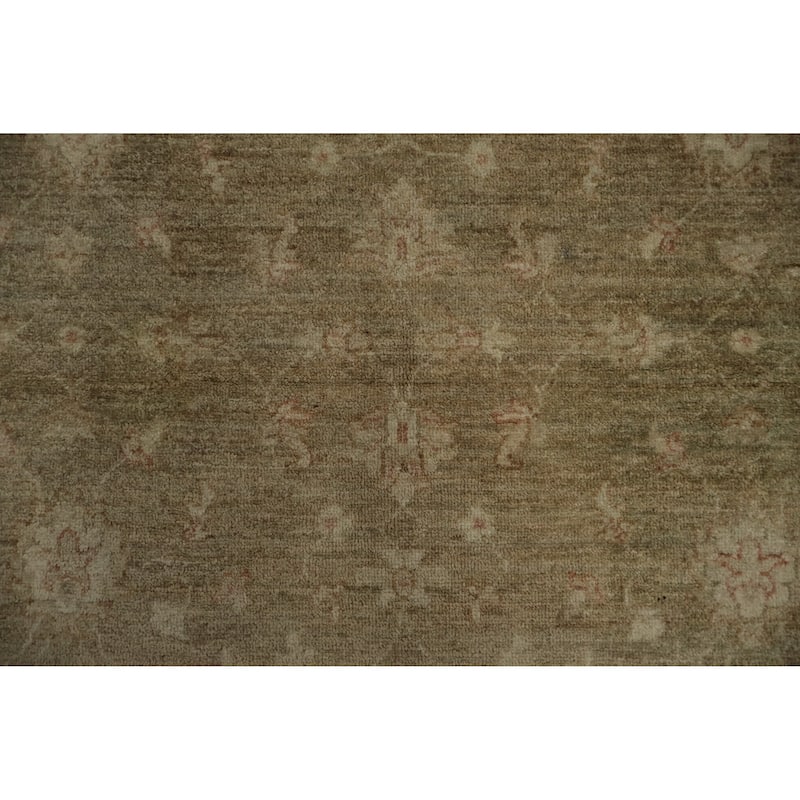 Hand Knotted Oriental 100% Wool Carpet Traditional Floral Green Peshawar Area Rug - 5' 8'' X 4' 2''