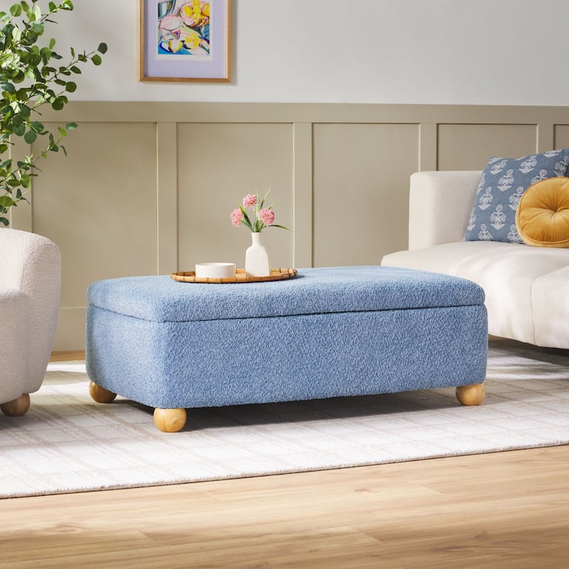 Walker Edison Contemporary Boucle Large Storage Ottoman