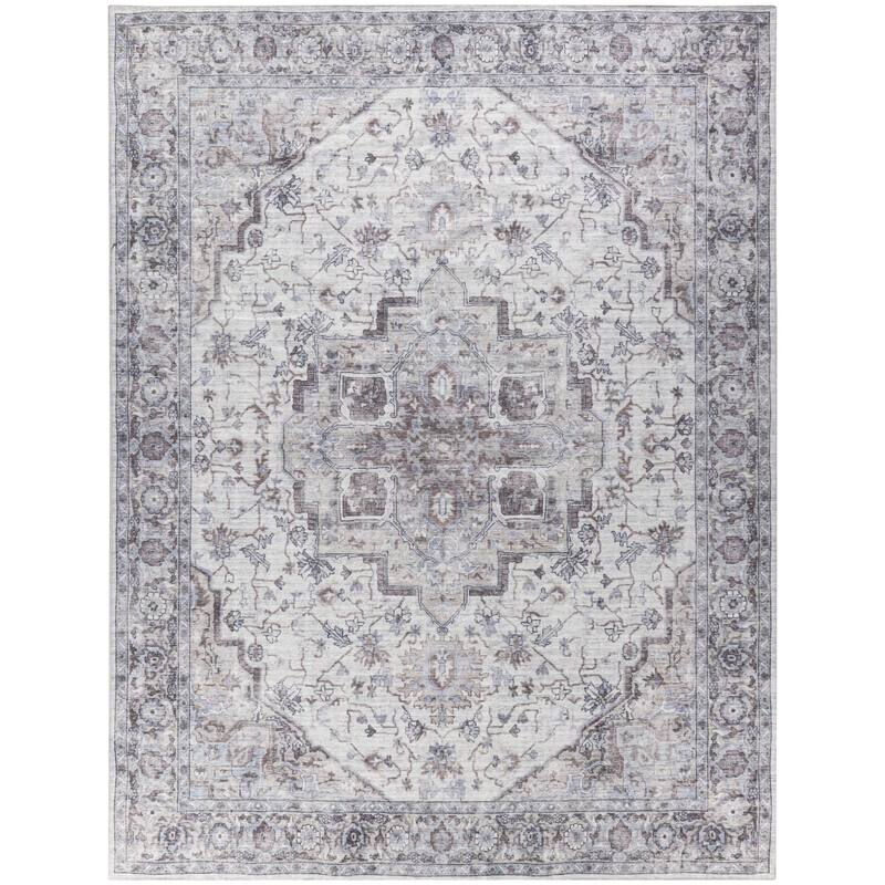 New Concept Washables Persian Boho Machine Washable Area Rug - 9' 2" x 12' - Ivory/Beige