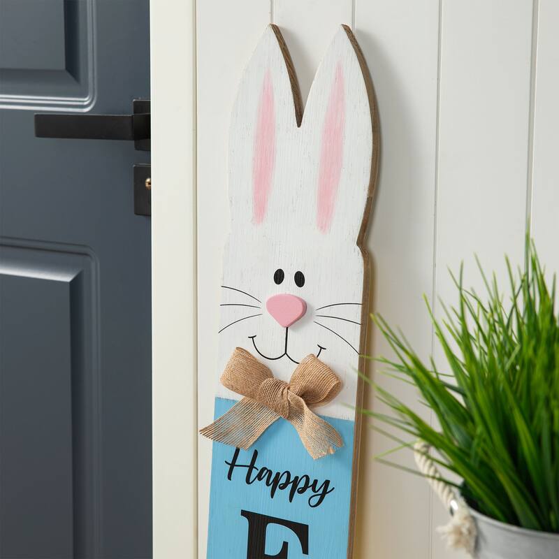 Glitzhome 42"H Wooden Welcome Easter Porch Sign with Bunny Ears Wall Decor Indoor Outdoor
