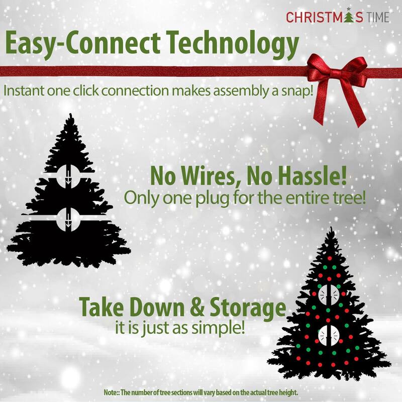 Christmas Time 7.5-Ft. Pennsylvania Pine Artificial Christmas Tree with Clear Smart String Lighting - Green