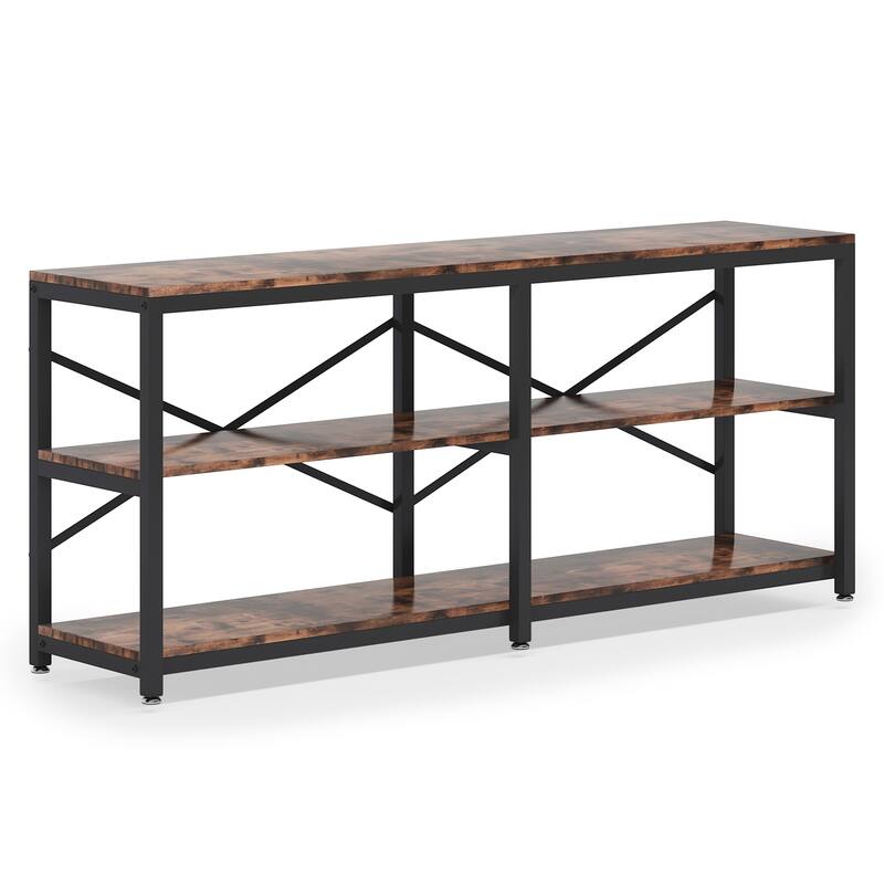 70.9" Extra Long Console Table with Storage Shelves, 3-Tier Sofa Table Behind Couch,Entryway Table with X-Frame Metal Design