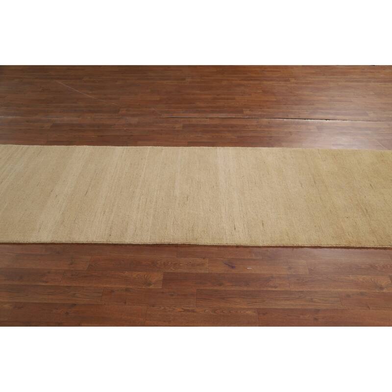 Striped Gabbeh Modern Runner Rug Hand-Knotted Wool Carpet - 2'10"x 9'6"