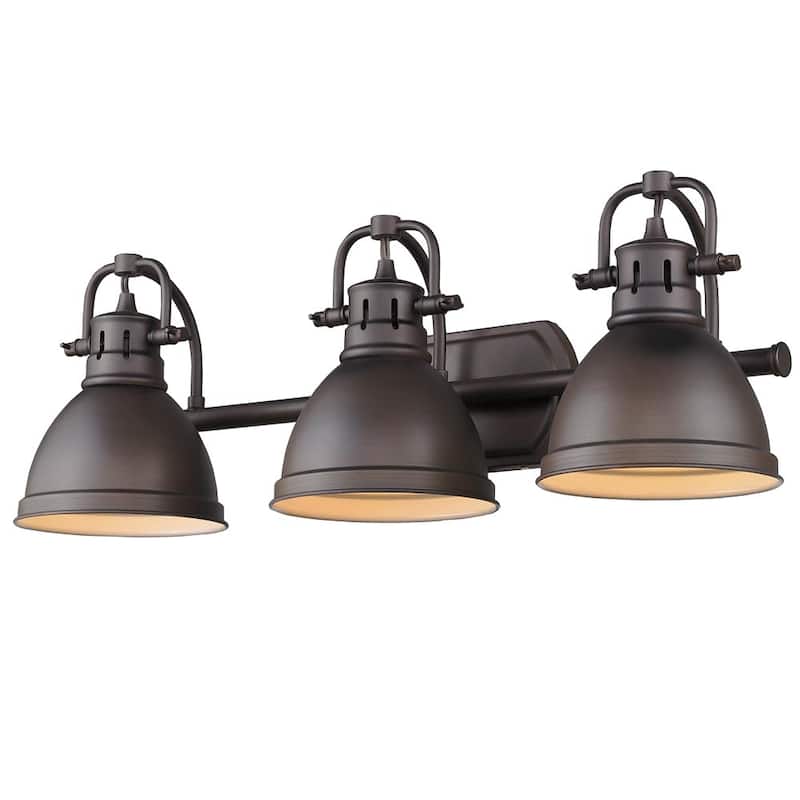 Golden Lighting Duncan Rubbed Bronze Steel 3-light Bath Vanity - 8.25" L x 24.5" W x 8.5" H