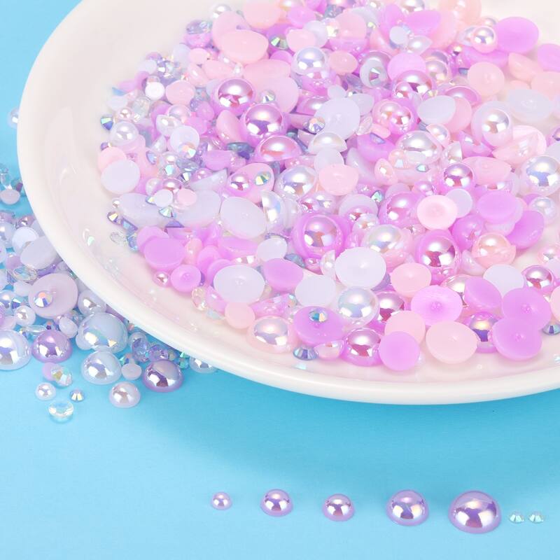 60g Flatback Pearls and Rhinestones 3mm-10mm for Crafts Decoration