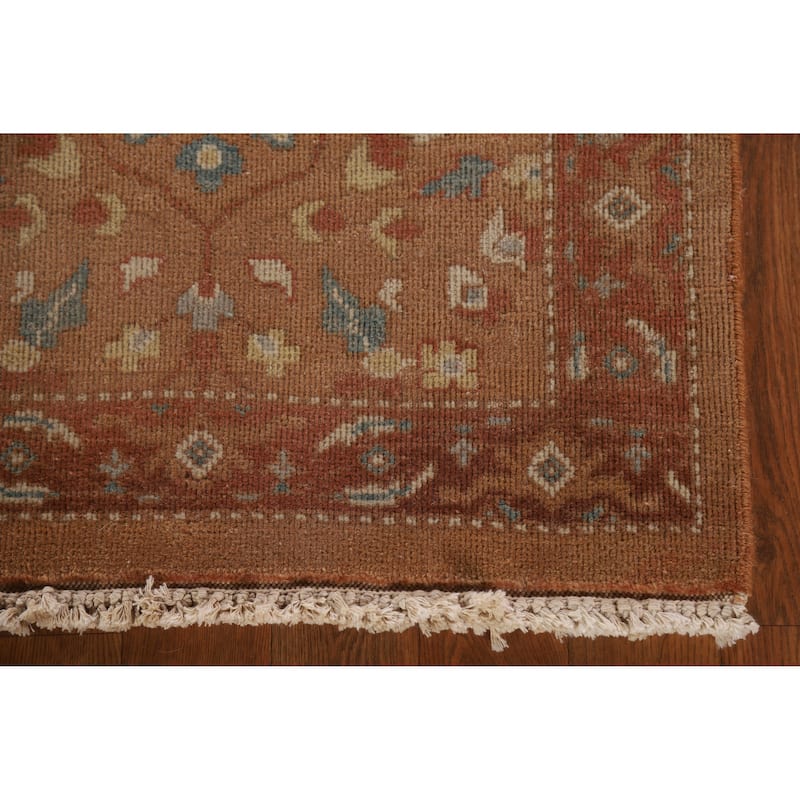 Hand Knotted Oriental 100% Wool Carpet Transitional Floral Brown Oushak Area Rug - 4' 0'' X 2' 1''