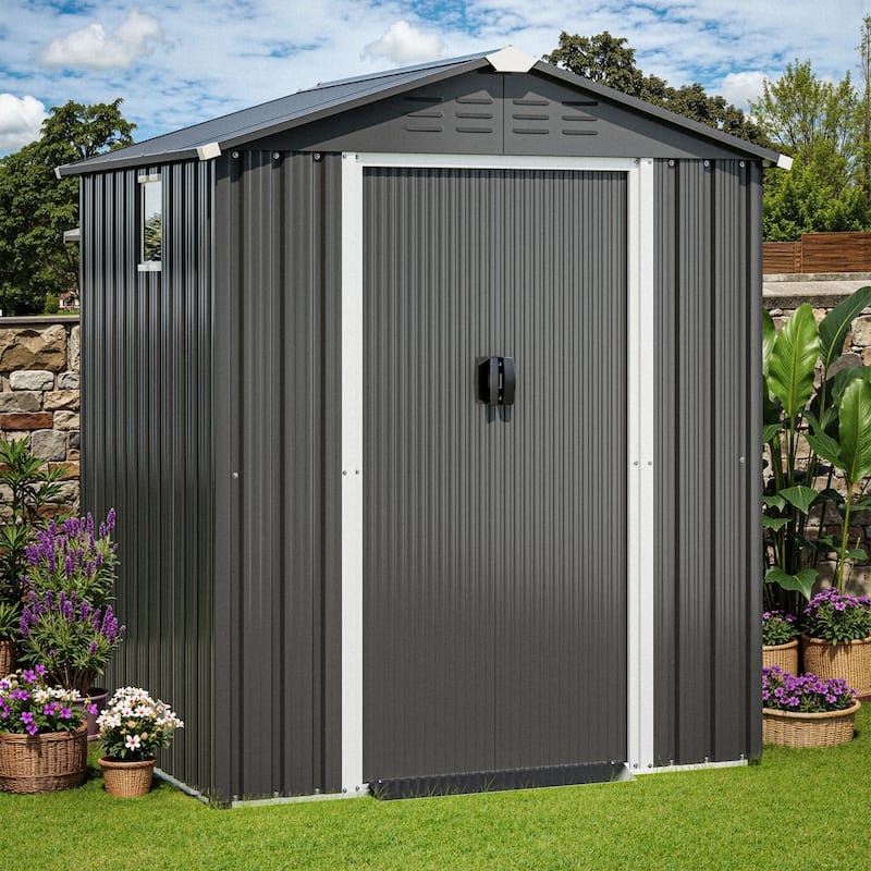 Futzca Outdoor Storage Shed with Ventilation, Multi-Purpose Tool Shed - Large - Grey