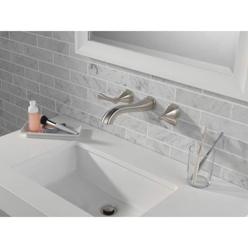 Delta Stryke 1.2 GPM Wall Mounted Widespread Bathroom Faucet with