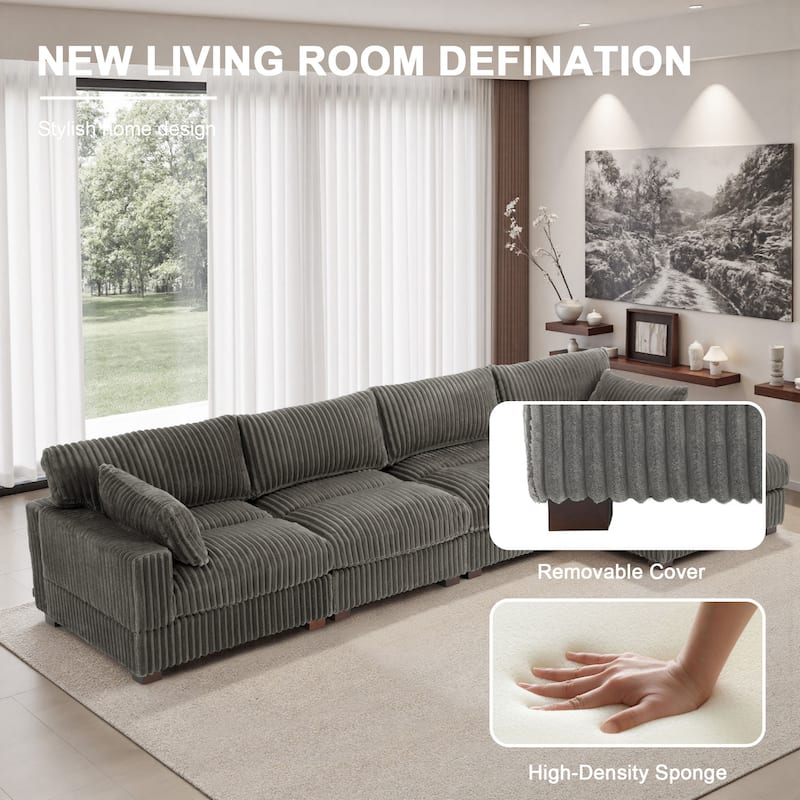 Oversized Plush Modular Sectional Sofa Couch with Ottoman