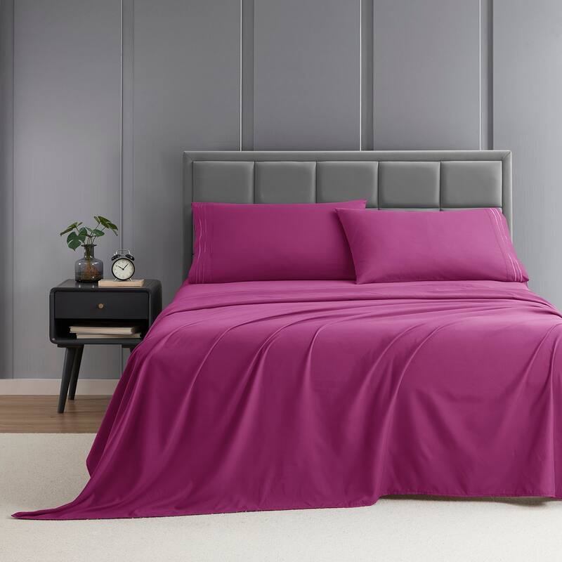 Clara Clark Premium 1800 Series Ultra-soft Deep Pocket Bed Sheet Set - RV/Short Queen - Vivacious Magenta