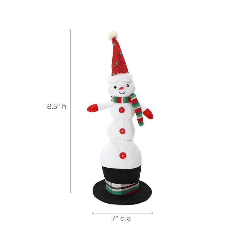 Animated Singing 18.5" Tall Snowman Holiday Decoration, Battery Operated - 18.5" H x 7" Diameter