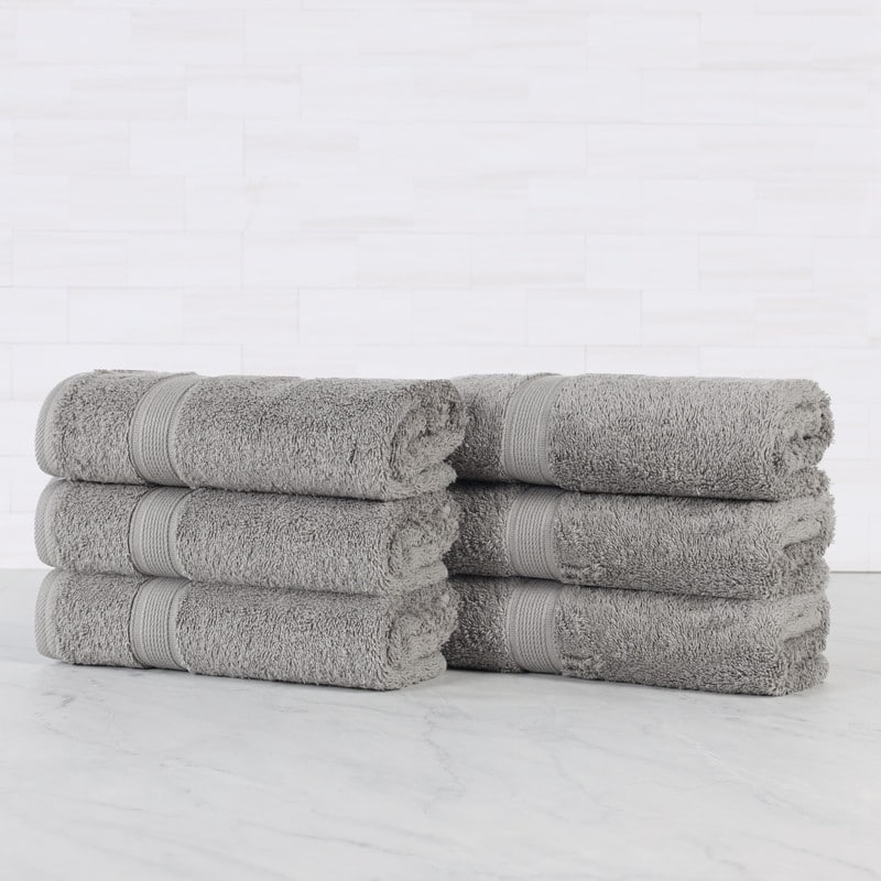 Superior Oregon Organic Cotton Solid Hand Towel, Set of 6 - Silver