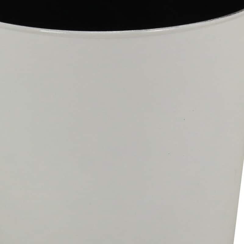 HomeRoots 9" White Recycled Plastic Indoor Outdoor Round Pot Planter