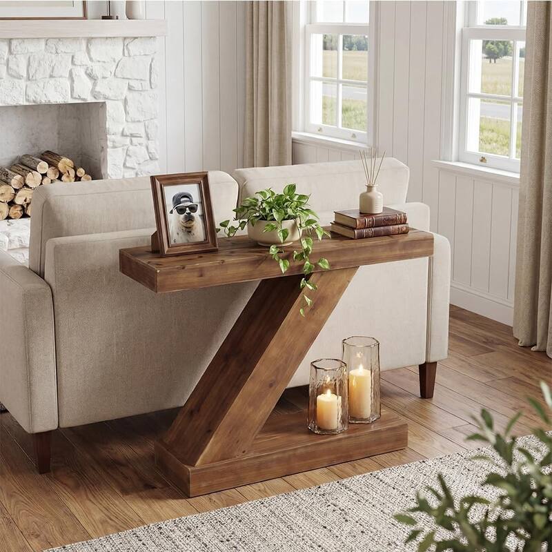 41.3 Inch Solid Wood Entryway Console Table, Farmhouse Sofa Table Behind Couch - 41.3" L x 11.8" W x 31.8" H
