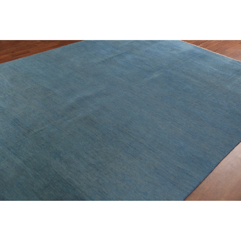 Light Blue Modern Gabbeh Oriental Area Rug Handmade Wool Carpet - 6'10" x 9'9"