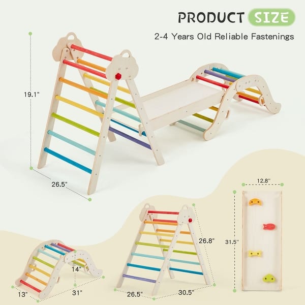 EROMMY 7-in-1 Wooden Climbing Set, Montessori Indoor Playground, Rainbow Climber – Perfect Gift for Toddlers - N/A