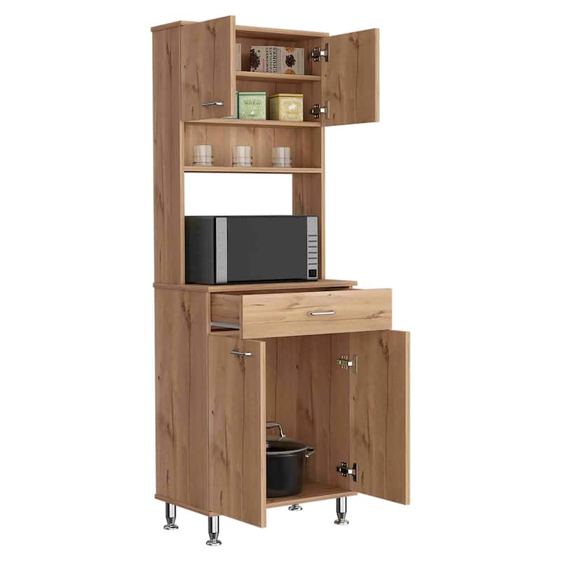Della 60 Kitchen Pantry with Countertop, Closed & Open Storage