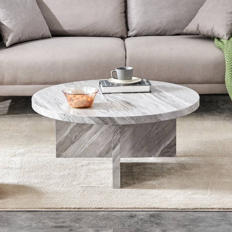 31.4-inch MDF Circular Patterned Coffee Table