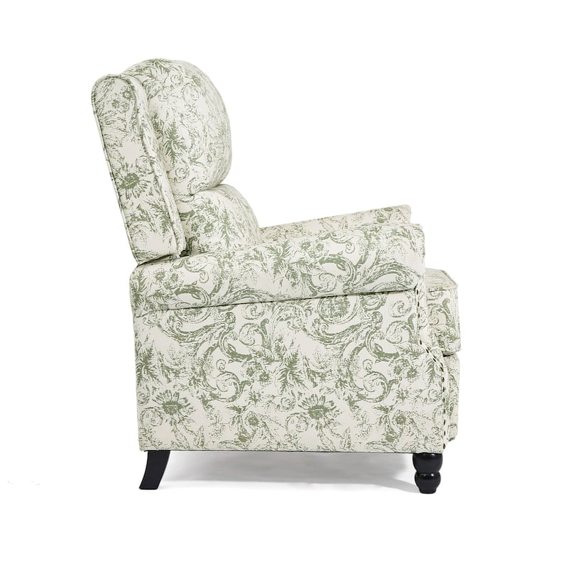 Mid-Century Nailhead PU Leather Linen Recliner