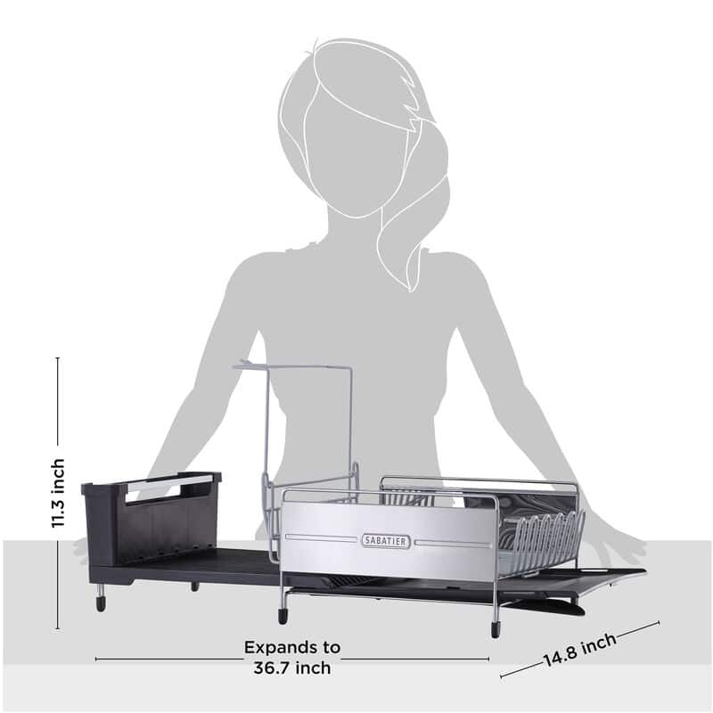 Sabatier Expandable Stainless Steel Dish Rack with RustResistant Soft Coated Wires and Bi