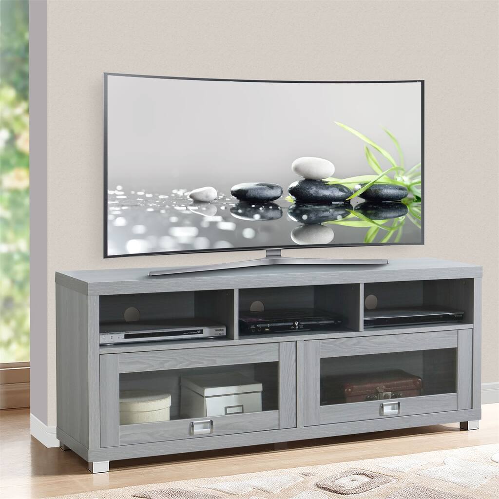 75-inch Grey Wood Storage TV Stand Console Entertainment Center