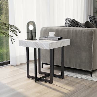 Granala Contemporary Grey 22-inch Faux Marble End Table with Drawer by Furniture of America