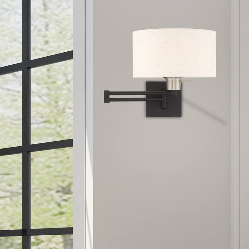 Livex Lighting 1-Light Drum Shade Swing Arm Wall Lamp, 40037