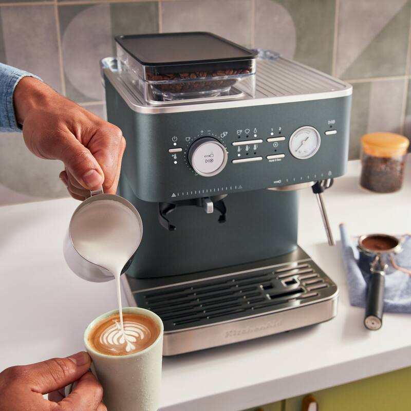 KitchenAid Semi Automatic Espresso Machine with Burr Grinder in Cast Iron Black - Juniper