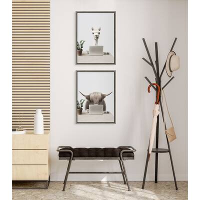 Kate and Laurel Sylvie Harry I work in Sales and Mr. Al Paca in Distribution Framed Canvas Art Set by The Creative Bunch Studio