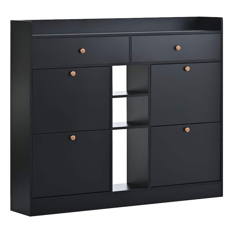 Modern Shoe Cabinet with 4 Flip Drawers