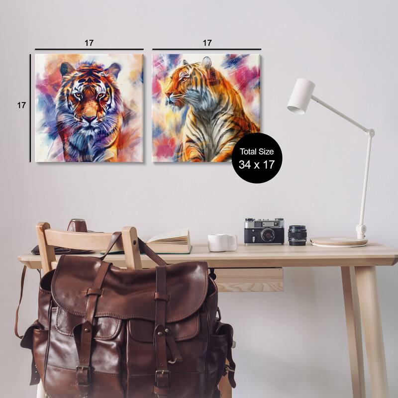 Stupell In The Wild Fierce Tiger Canvas Wall Art Design By Kim Allen (Set of 2)