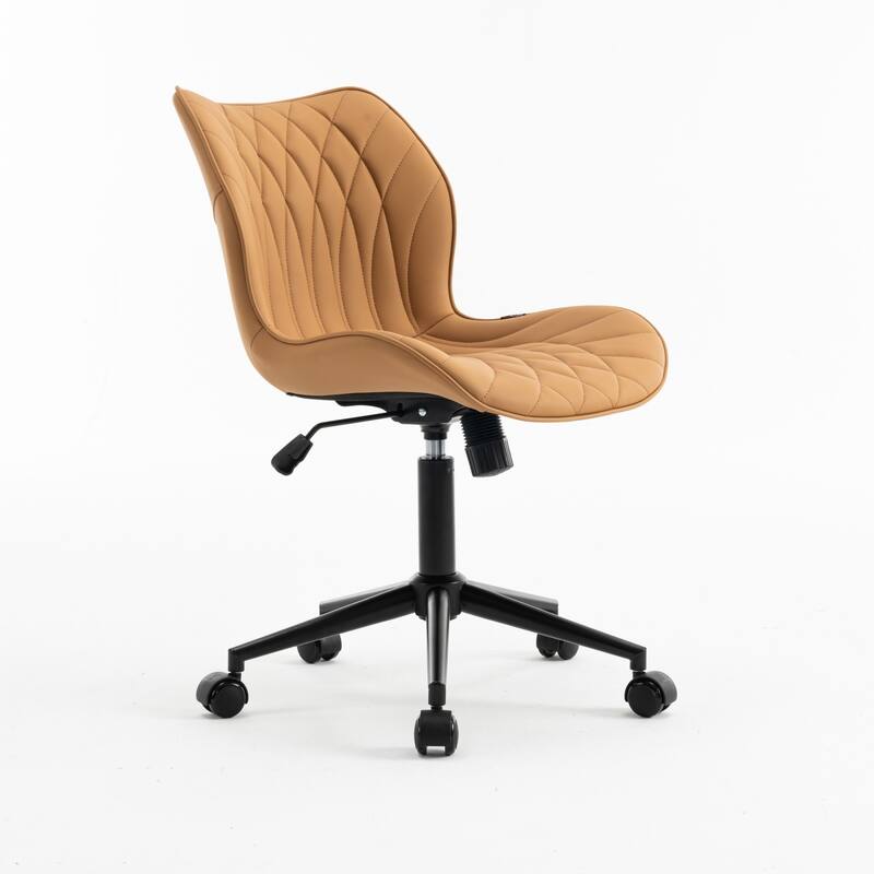 Faux Leather Office Chair with Wheels, Upholstered Task Chair