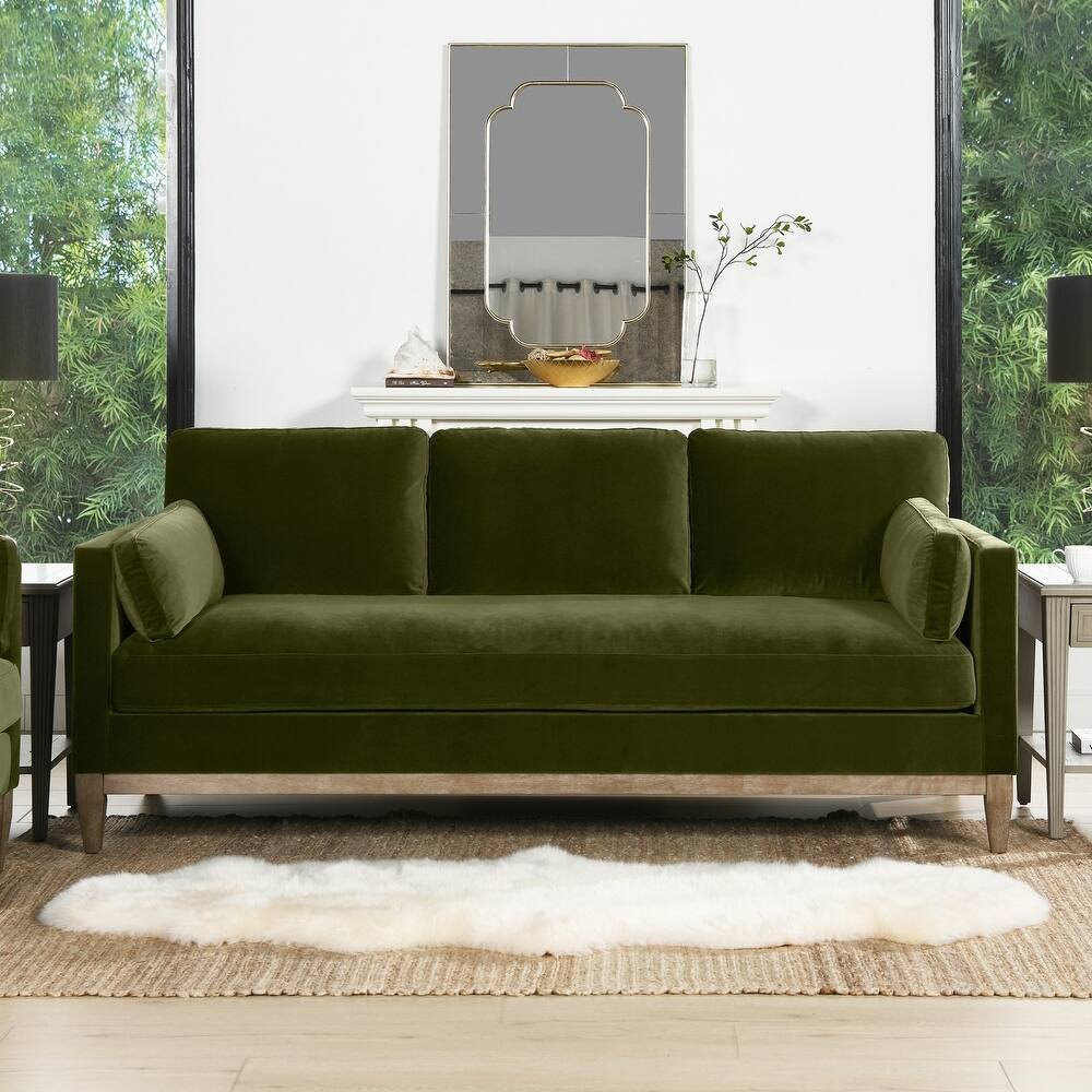Knox 84" Modern Farmhouse Velvet Track Arm Sofa