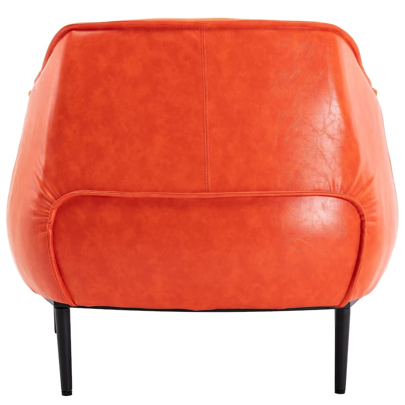KINWELL 33" Wide Faux Vegan Leather Upholstery Barrel Chair