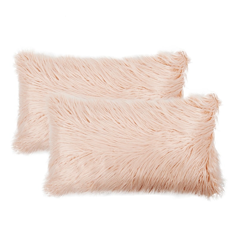 Karenne FauxFur Throw Pillow Covers (Set of 2), NO INSERT